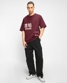 Shop Men's Maroon Survived Graphic Printed Oversized T-shirt