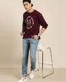 Shop Men's Maroon Typography Oversized T-shirt-Full