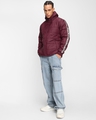 Shop Men's Maroon Typography Puffer Jacket-Full