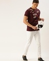 Shop Men's Maroon Bring back to 90s Typography Slim Fit T-shirt-Full