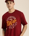 Shop Men's Maroon Vintage Typography Oversized T-shirt-Front