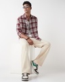 Shop Men's Maroon & White Checked Oversized Shirt-Full