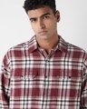 Shop Men's Maroon & White Checked Oversized Shirt