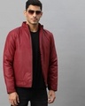 Shop Men's Maroon Zipped Jacket-Design