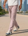 Shop Men's Mauve Plus Size Cargo Linen Pants-Front