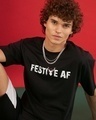 Shop Men's Men's Printed Apple Cut Christmas Festive Oversized T-shirt-Front