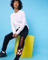 Shop Women's Black Mickey Jump Typography Joggers-Full