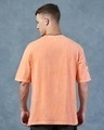 Shop Men's Orange Mickey Smiling Graphic Printed Oversized Acid Wash T-shirt-Full