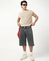 Shop Men's Mid Grey Washed Straight Fit Shorts-Full