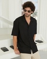 Shop Men's Midnight Black Textured Oversized Shirt-Front