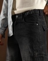 Shop Men's Midnight Black Washed Straight Fit Cargo Carpenter Jeans