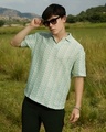Shop Men's Mint Green Textured Loose Fit Polo T-shirt-Front