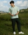 Shop Men's Mint Green Textured Loose Fit Polo T-shirt-Full