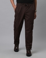 Shop Men's Mocha Brown Loose Comfort Fit Cargo Parachute Pants-Front