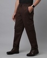 Shop Men's Mocha Brown Loose Comfort Fit Cargo Parachute Pants-Design