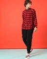 Shop Men's Modern Noise Red Checks Relaxed Fit Shirt-Front