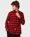 Shop Men's Modern Noise Red Checks Relaxed Fit Shirt-Design