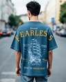 Shop Men's Morrocan Blue Become Fearless Graphic Printed Oversized T-shirt-Front