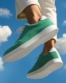 Shop Men's Moss Green & White Color Block Low-Top Sneakers-Front