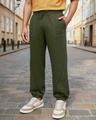 Shop Men's Moss Green Oversized Joggers-Front