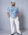 Shop Men's Blue & Grey All Over Printed Oversized Plus Size Shirt-Full
