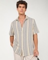 Shop Men's Off White Textured Oversized Shirt-Front