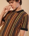 Shop Men's Multicolor Striped Regular Fit T-shirt-Full