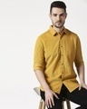 Shop Men's Mustard Casual Slim Fit Corduroy Shirt-Front