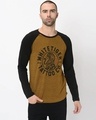 Shop Men's Mustard Color Block Slim Fit T-shirt-Front
