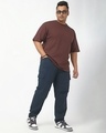 Shop Men's Navy Blue Baggy Oversized Plus Size Cargo Pants-Full