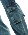 Shop Men's Navy Blue Baggy Straight Fit Washed Cargo Jeans