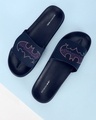 Shop Men's Navy Blue Batman Techno Velcro Sliders-Front