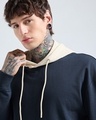 Shop Men's Navy Blue & Beige Oversized Hoodies