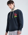 Shop Men's Navy Blue & Beige Top Dawg Graphic Printed Oversized Hoodies