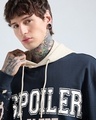 Shop Men's Navy Blue Spoiler Alert Typography Oversized Hoodies