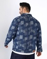 Shop Men's Navy Blue Blocks Printed  Oversized Plus Size Denim Jacket-Design