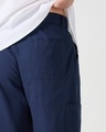 Shop Men's Navy Blue Cargo Cotton Linen Pants