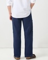 Shop Men's Navy Blue Cargo Cotton Linen Pants-Design