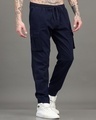 Shop Men's Navy Blue Cargo Jogger Pants-Design