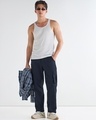 Shop Men's Navy Blue Cargo Nylon Parachute Pants-Full