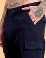 Shop Men's Navy Blue Cargo Pants-Full