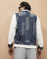 Shop Men's Navy Blue & Chalk White Color Block Denim Jacket-Design