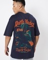 Shop Men's Navy Blue Come To Darkside Graphic Printed Oversized T-shirt-Front