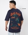 Shop Men's Navy Blue Come To Darkside Graphic Printed Oversized T-shirt-Full