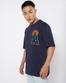 Shop Men's Navy Blue Come To Darkside Graphic Printed Oversized T-shirt