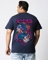 Shop Men's Navy Blue Cyborg Dreams Graphic Printed Oversized Plus Size T-shirt-Front