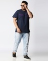Shop Men's Navy Blue Cyborg Dreams Graphic Printed Oversized Plus Size T-shirt-Design