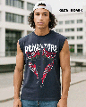 Shop Men's Navy Blue Dementors Graphic Printed Boxy Fit Vest-Front