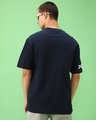 Shop Men's Navy Blue Doberman Graphic Printed Oversized T-shirt-Full