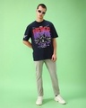 Shop Men's Navy Blue Doberman Graphic Printed Oversized T-shirt